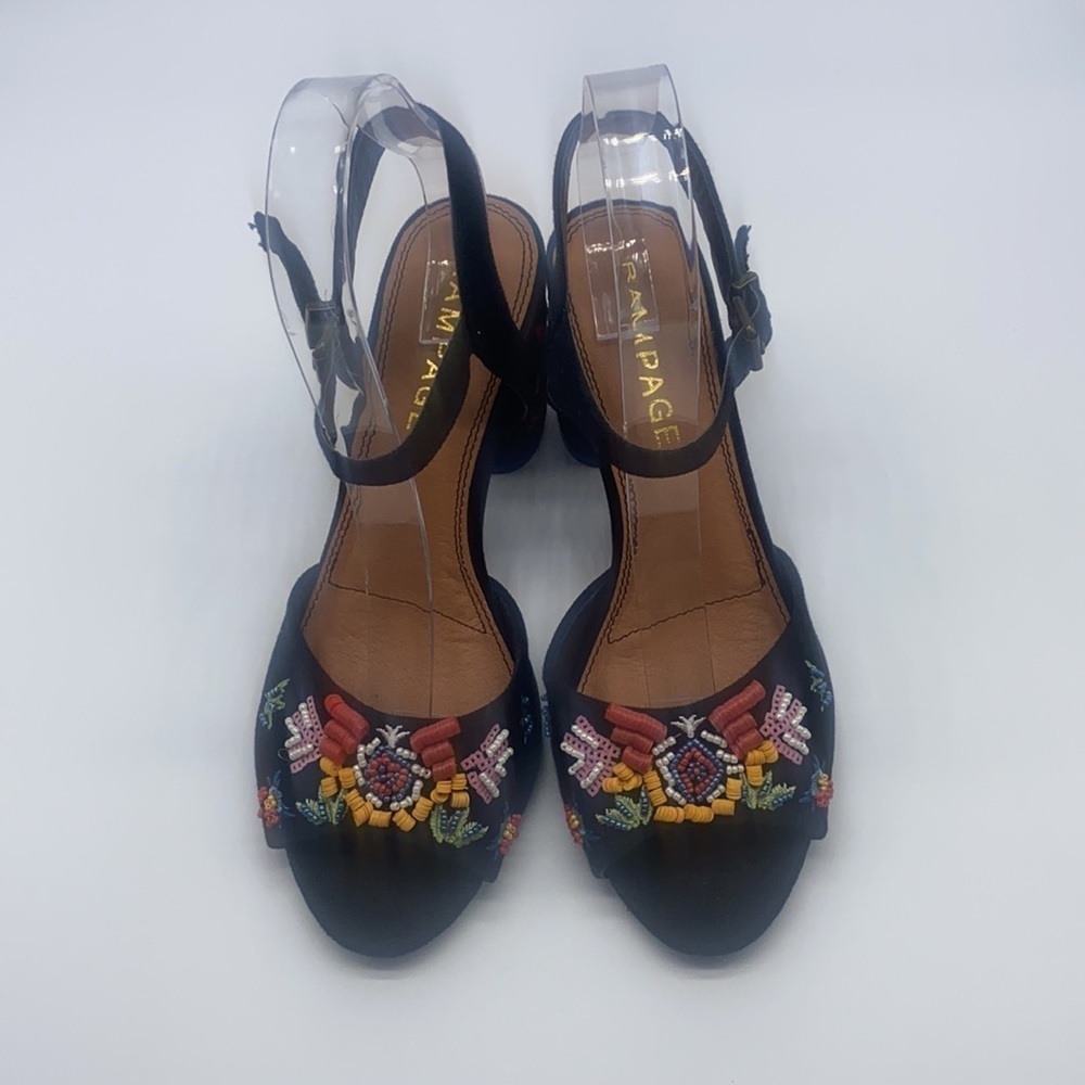 Rampage - Wynne Colorful Beaded Embroidered Embellished Peep Toe Heels Size 7 - Picture 2 of 16